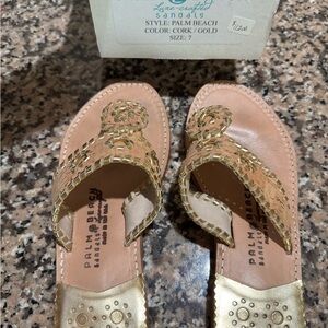 Palm Beach Sandals - Cork and Gold . White gold set of 2